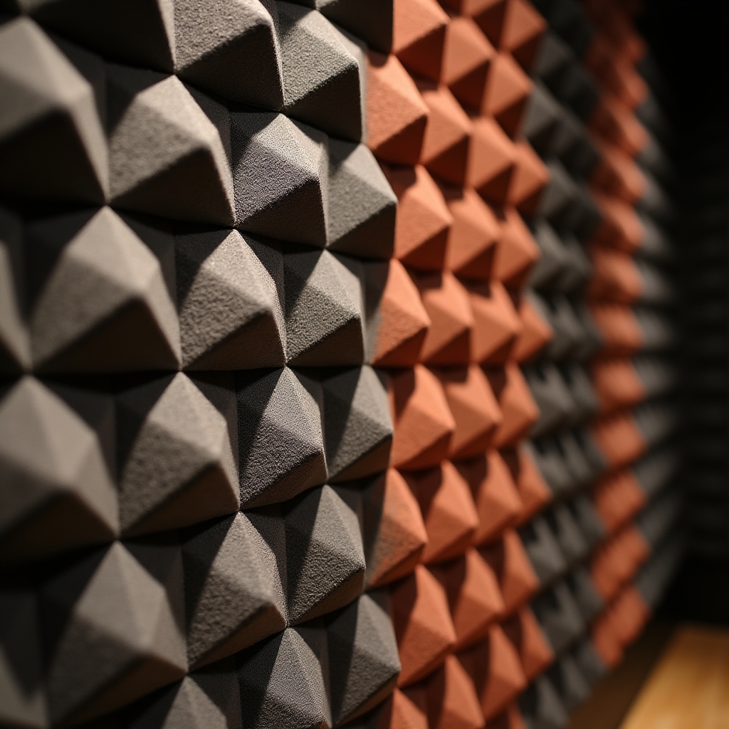 Absorptionspanele an Wand und Decke der Aufnahmekabine
